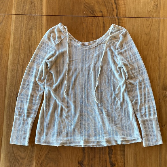 Cream/Blue Boatneck Top size M - Picture 2 of 4